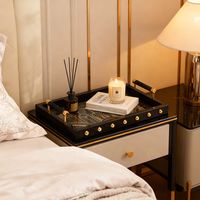 Plateau de rangement multi-usages à un seul niveau, finition piano haute brillance en MDF, pour salle de bain, cuisine, bureau, salon
