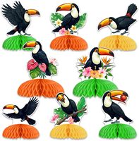 Dekorasi Pesta Toucan 8pcs Hiasan Meja Sarang Lebah Burung Tropis untuk Perlengkapan Pesta Ulang Tahun Luau Hawaii