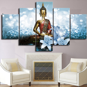 Hd <strong>Painting</strong> <strong>Canvas</strong> Panel Custom Decoration Indian <strong>Buddha</strong> Painter House Decoration Bedroom Picture Print 5 Piece Wall Art - Product Image 5