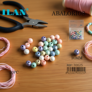 Ilan Abalorios Perline colorate pastello da 10 mm 30 pezzi per la creazione di gioielli - Product Image 3