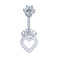 Anneaux de nombril en acier inoxydable 1g avec zircon, motifs papillon, cœur et feuille, pour mariage