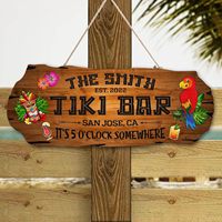 Personalisiertes Tiki-Bar Poolbar-Schild, Maßgefertigte Holz-Poolside-Gartenwanddekoration