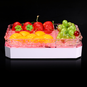 <b>LED</b> <b>Lighted</b> Acrylic Fruit Platter, Rechargeable Glowing Serving Tray for <b>Bar</b> Nightclub - Product Image 1