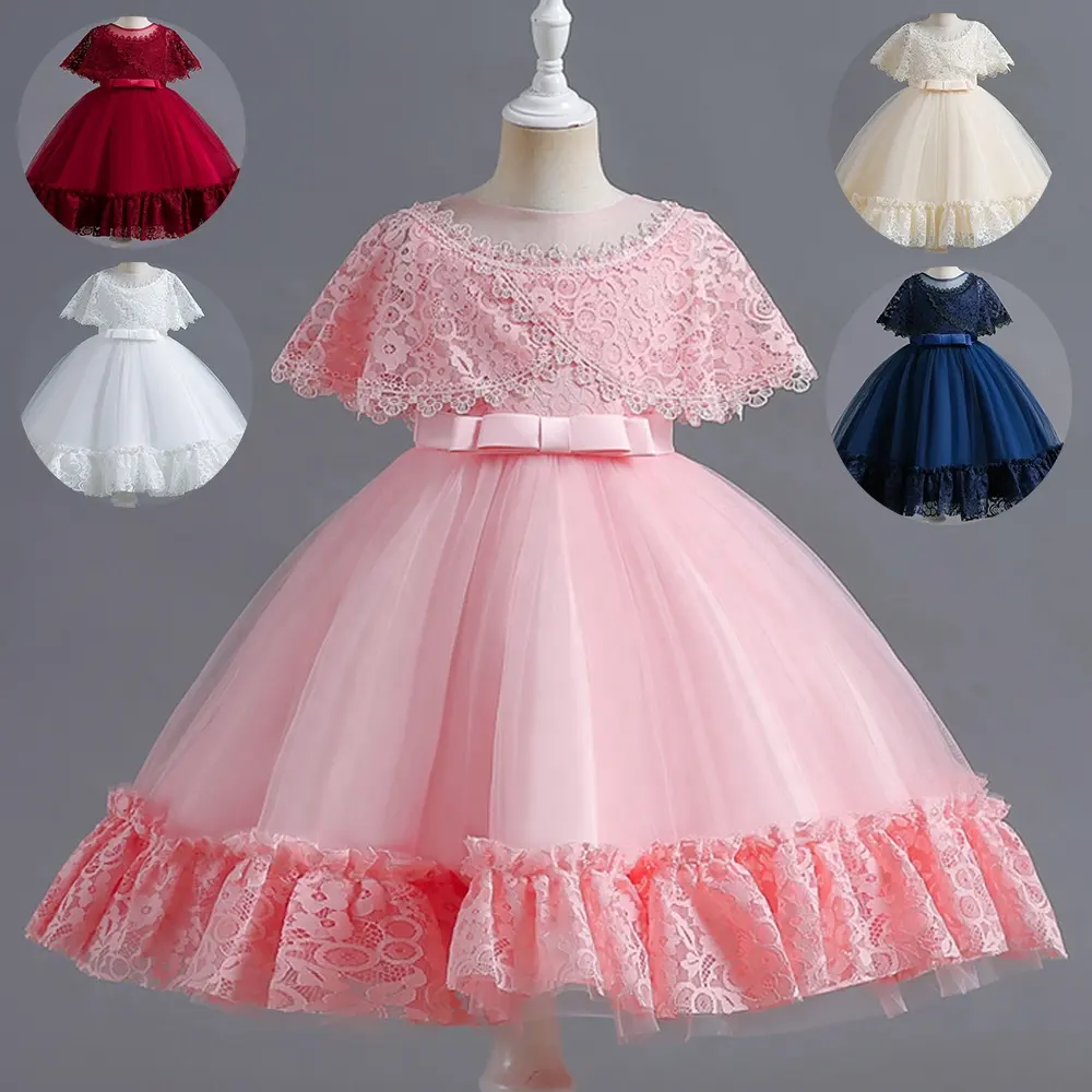 Oem cô gái Wedding Dress 3-10 năm váy dài thiết kế trẻ em công chúa ăn mặc ưa thích Fluffy Cô gái bên Dresses bé gái