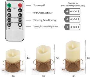 Bougie électronique LED télécommandée en forme de balle en corde de chanvre, lampe à bougie sans fumée, lampe décorative de simulation - Product Image 5