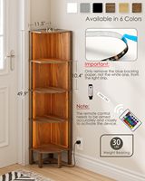 Étagère d'angle, bibliothèque d'angle à 5 niveaux, meuble d'angle pour chambre à coucher, étagère d'angle pour petit espace, étagères en bois