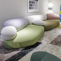 Canapé en tissu modulaire personnalisable, design moderne et épuré, créatif et original, en forme de galet, petite combinaison modulaire, formes spéciales