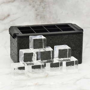 8 Cavity Cocktail Silicone Ice Cube Tray BPA Free Premium Whiskey Clear Ice Ball Mold Crystal Clear Ice Cube Maker