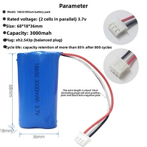 Bateria de Lítio 18650 Recarregável 37V 74V para Carro de Brinquedo com Luz Solar LED e Placa de Proteção, 2 Células, Temperatura de Operação -20 a 60°C - Product Image 4