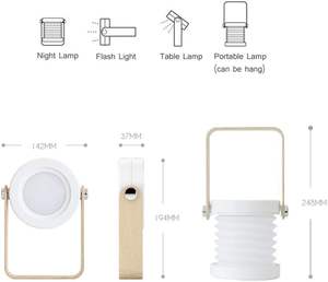 Novedad, linterna LED plegable, lámpara de mesa regulable táctil, USB recargable por luz nocturna para dormitorio, oficina, luz de Camping al aire libre - Product Image 2