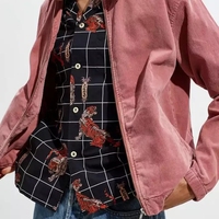 Veste décontractée pour homme en velours côtelé à col rabattu et fermeture éclair, coupe régulière, logo personnalisé en gros