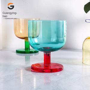 Coupe à <span class=keywords><strong>vin</strong></span> en <span class=keywords><strong>verre</strong></span> transparent soufflé à la main, moderne, durable, à fond épais, avec blocage de couleur personnalisé, 201-300 ml, pour les fêtes - Product Image 3