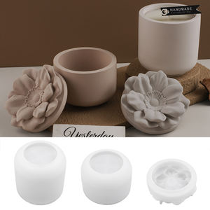 แม่พิมพ์เรซิ่นซิลิโคนรูปทรงดอกไม้ DM1257 สำหรับทำเทียน กล่องเก็บของปูนปลาสเตอร์ แม่พิมพ์กระถางดอกไม้ปูนซีเมนต์พร้อมฝาปิด - Product Image 3