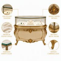 Vitrine à bijoux classique GZowin, accents parfaits pour les bijouteries haut de gamme, texture luxueuse, diamants, pierres précieuses colorées