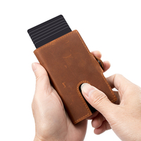 Dompet Kartu Kredit Tipis Casekey Custom RFID NFC Protection Pop up Slim Cartera Para Hombre Minimalis Dengan Kantong Resleting