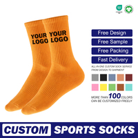 Chaussettes de sport en coton personnalisées avec impression de lettres, unisexes, chaudes pour l'automne et l'hiver, absorbant la transpiration, avec logo sur le dessus