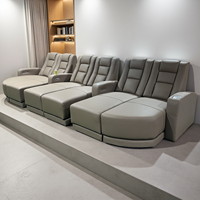Canapé-lit de salon convertible rétractable de style moderne Meuble de théâtre en cuir véritable avec appui-tête électrique