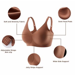 <span class=keywords><strong>Reggiseno</strong></span> Senza Cuciture in Morbido Poliestere e Spandex con Supporto a Strisce, Senza Ferretto, <span class=keywords><strong>Spalline</strong></span> <span class=keywords><strong>Sottili</strong></span> Regolabili, Anti-Cedimento, per Uso Quotidiano Femminile - Product Image 4