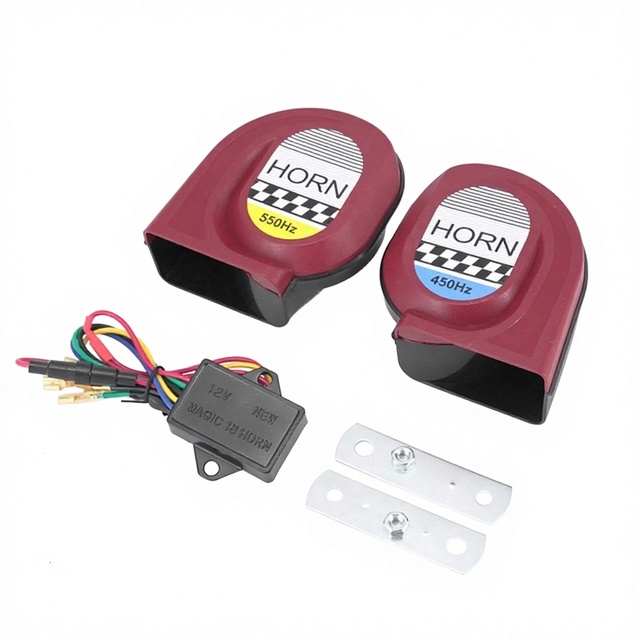 12V 110dB Multitone Electronic Horn 510/410Hz High/Low Tone Tweeter Plastic Motorcycle Horn