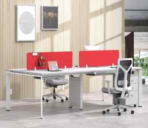 Scrivania Modulare Moderna con Gambe in Acciaio, Telaio in Metallo Cromato, Postazione di Lavoro per 4 Persone con Dimensioni Personalizzabili - Product Image 2