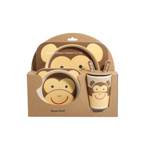 Juego de <span class=keywords><strong>vajilla</strong></span> de fibra de bambú con diseño de mono de <span class=keywords><strong>melamina</strong></span> para niños, <span class=keywords><strong>vajilla</strong></span> de animales para niños - Product Image 4
