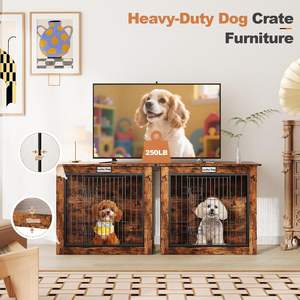 กรงสุนัขไม้ โครงสร้างแข็งแรง ขนาดเล็ก พร้อมประตูคู่และกุญแจ สไตล์ชนบท แข็งแรงมั่นคง ประกอบง่าย - Product Image 2