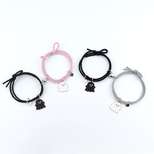 Gelang Pasangan Hantu Lucu Halloween, <span class=keywords><strong>Magnet</strong></span> Hati, Tali Elastis, Gelang Karet, Perhiasan Hadiah untuk Kekasih - Product Image 1