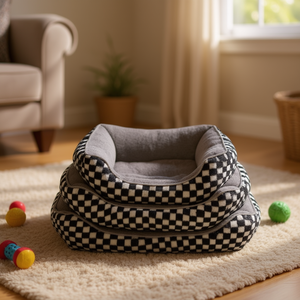 Cuccia Quadrata in Peluche Nero e Arctico per i Tuoi Amici Pelosi - Product Image 3