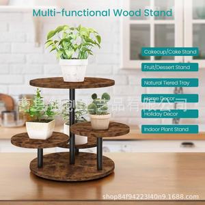 Soporte de Madera para Tartas de 4 Niveles, Redondo y Duradero, Exhibidor de Postres para Cumpleaños, Bandeja de Almacenamiento para Cupcakes, Vajilla para Fiestas en Interiores - Product Image 3