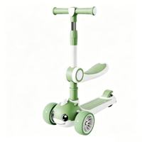 Trottinette pour enfants de 3 à 6 ans, unisexe, 3 en 1, pliable, 3 roues, cadre en acier, vélo d'équilibre en plastique avec musique
