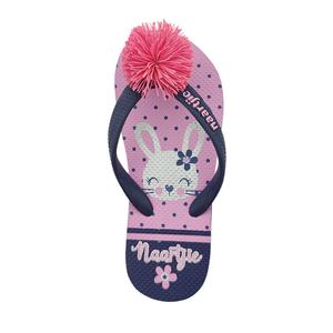 Wholesale Cute Bunny Print Flip Flops <b>Girls</b> Pink Polka Dot Beach Sandals Pom Pom Strap Summer <b>Slippers</b> Custom Logo Recyclable - Product Image 2