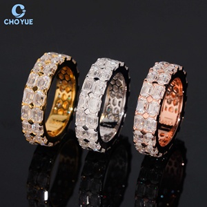 Bague Éternité en Argent Sterling 925 Moissanite Taille Émeraude, Entièrement Pavée de Diamants Baguette, Bijoux Fins pour Femme – Prix Usine - Product Image 2