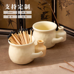 Porte-encens en céramique Fengxi avec pot à allumettes, diffuseur d'aromathérapie, décoration portable pour la maison, logo et couleur personnalisables - Product Image 1