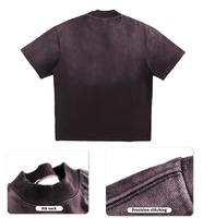 T-shirt Homme Col Rond Côtelé Oversize Effet Vieilli Streetwear 300 g/m² Personnalisé 100% Coton Délavé à l'Acide