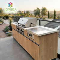 Cuisine extérieure personnalisée JOYEDA avec réfrigérateur, évier et équipement de barbecue - Conception modulaire en acier inoxydable pour les fêtes et les jardins