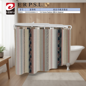 Rideau de douche 180x180cm en tissu tissé multicolore, tendance maison, en matériau PEVA - Product Image 3