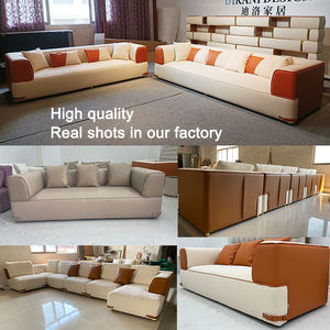 इतालवी डिजाइन सोफे नारंगी सफेद कपड़े लक्जरी सोफे वास्तविक चमड़े के सोफे रहने वाले कमरे सोफे - Product Image 5