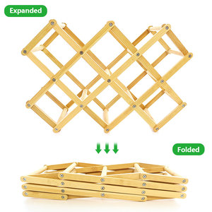 Countertop Portable 10 Bottle Wooden Stackable <strong>Wine</strong> Storage Cellar Racks Foldable Bamboo <strong>Wine</strong> Bottle Stand Holder Display Shelf - Product Image 3