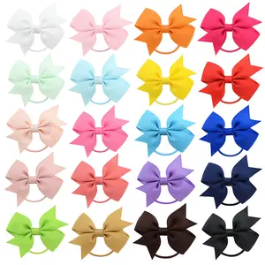 Groothandel Haar Accessoires Baby Grosgrain Lint Snoep Kleur Kinderen Kleine Bow Hair Ties