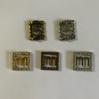 Plaques métalliques alphabet N°5 en cristal, or et argent vieilli multi-tons, pour accessoires de couture personnalisés pour vêtements