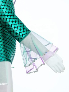 Maillot de Gimnasia Metálico con Escamas de Sirena para Niñas, Asimétrico de Una Manga, con Volantes de Malla, Peplum y Ribete Brillante, Personalizado para Competición - Product Image 5