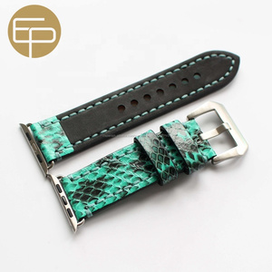 pintado borde plano grueso amplia costura serpiente python correa de reloj de cuero genuino para <span class=keywords><strong>Apple</strong></span> relojes 38 40 42 44mm - Product Image 2