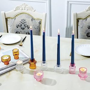 Bán Buôn Pha Lê Rõ Ràng Glass Tumbler Mô Hình Thẳng Đứng Đa-Sử Dụng Taper Tealight Chủ Cho Nhà & Đám Cưới Nến Lọ Đèn Lồng - Product Image 5