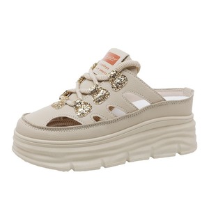 W3650 Mules pour femmes Été 2024, blanches, ajourées, à semelle épaisse, respirantes, style décontracté, sandales robustes, taille adulte, 3cm 5cm - Product Image 5