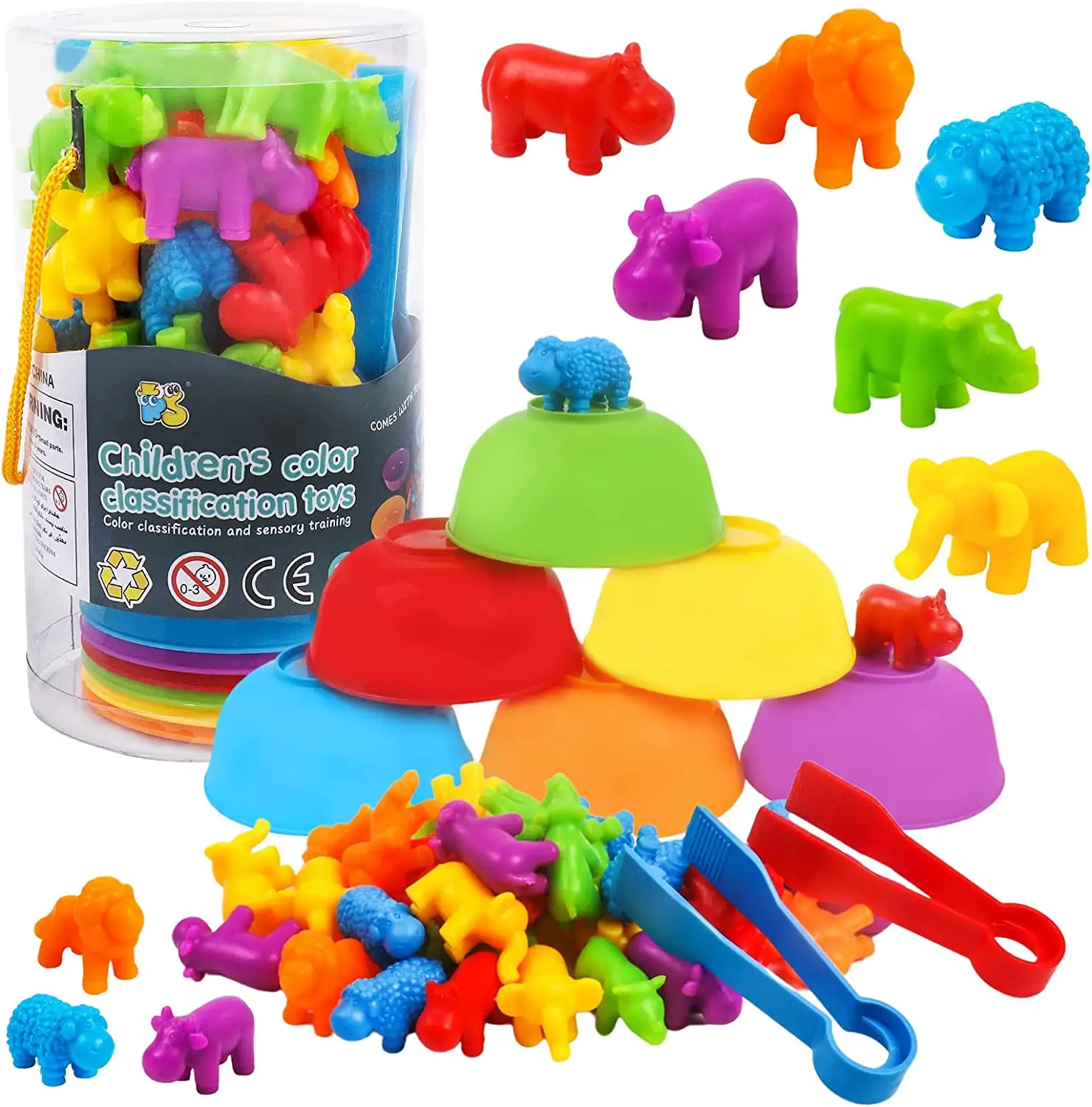 USSE Counting Animals Toys, Matching Game for Kids with Sorting Bowls Preschool Learning Educational Activities Toys Color