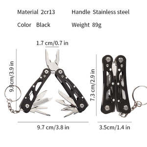 Stainless Steel <b>Mini</b> Multi-Functional <b>Pliers</b> with Keychain Portable Outdoor Folding Multi-Tool Serrated Knife OEM Customizable - Product Image 3