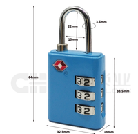 Serrure plastique de protection pour bagages, étuis de haute qualité, combinaison de verrou, Tsa, 3 bits et 4 bits, vente en gros
