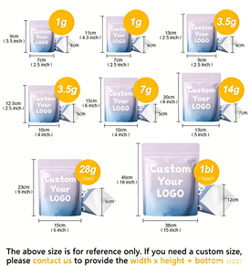 Buste Mylar Personalizzate 3.5g 7g 1 Libbra, Sacchetti Mylar a Forma di 1/8 Libbra, Antiodore, Richiudibili con Zip, in Alluminio, Doypack - Product Image 5