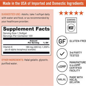 OEM/ODM ビタミン<span class=keywords><strong>E</strong></span> 免疫サポート ソフトジェル ビタミン<span class=keywords><strong>E</strong></span>の効能 ソフトジェル ビタミン<span class=keywords><strong>E</strong></span> ソフトジェル 全体的な健康を促進するカプセル - Product Image 2