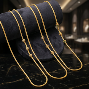 สร้อยคอทองคำแท้ 14K 18K 24K แบบไมโครโกลด์ พร้อมเพชร CZ, สร้อยทองเหลือง, เครื่องประดับเพชร CZ สีทอง, สร้อยคอแฟชั่น ขายส่ง - Product Image 2